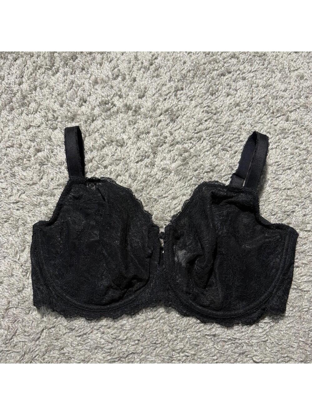 Wacoal 851155 Seduction Demi Underwire Lace Bra Black Size 38DDD